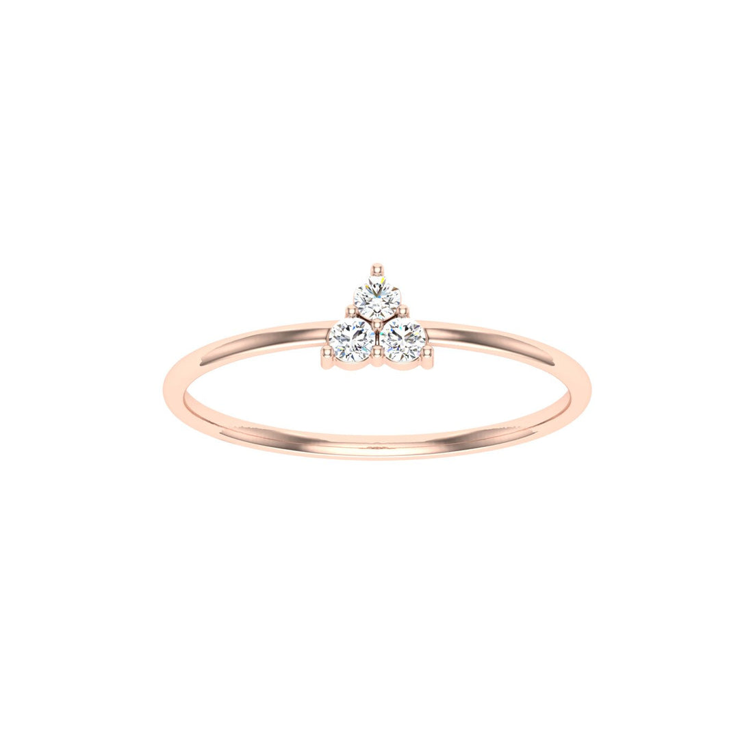 Crest Round 3 Stone Solitaire Moissanite Engagement Ring Rose Gold