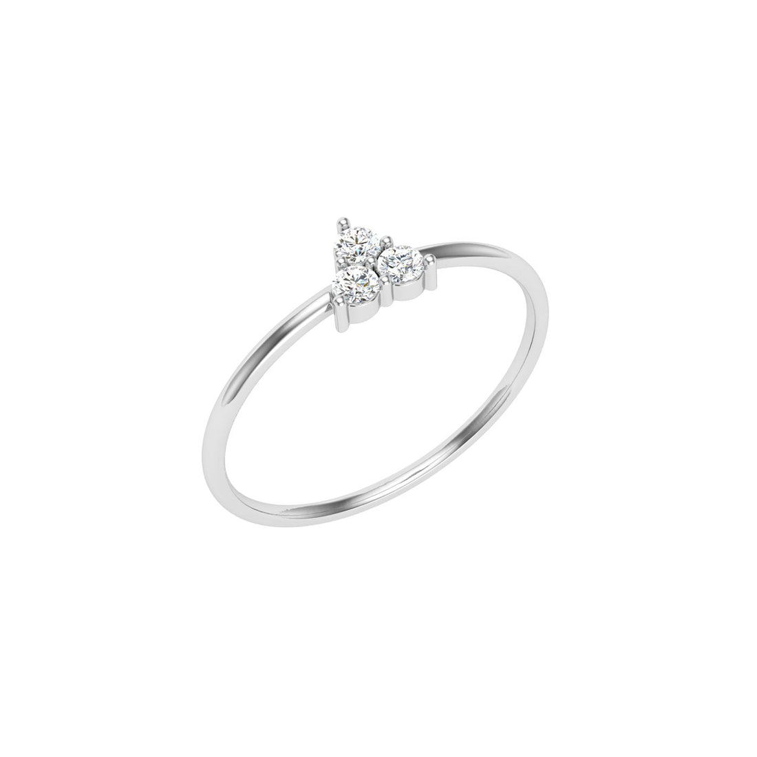 Crest Round 3 Stone Solitaire Moissanite Engagement Ring White Gold