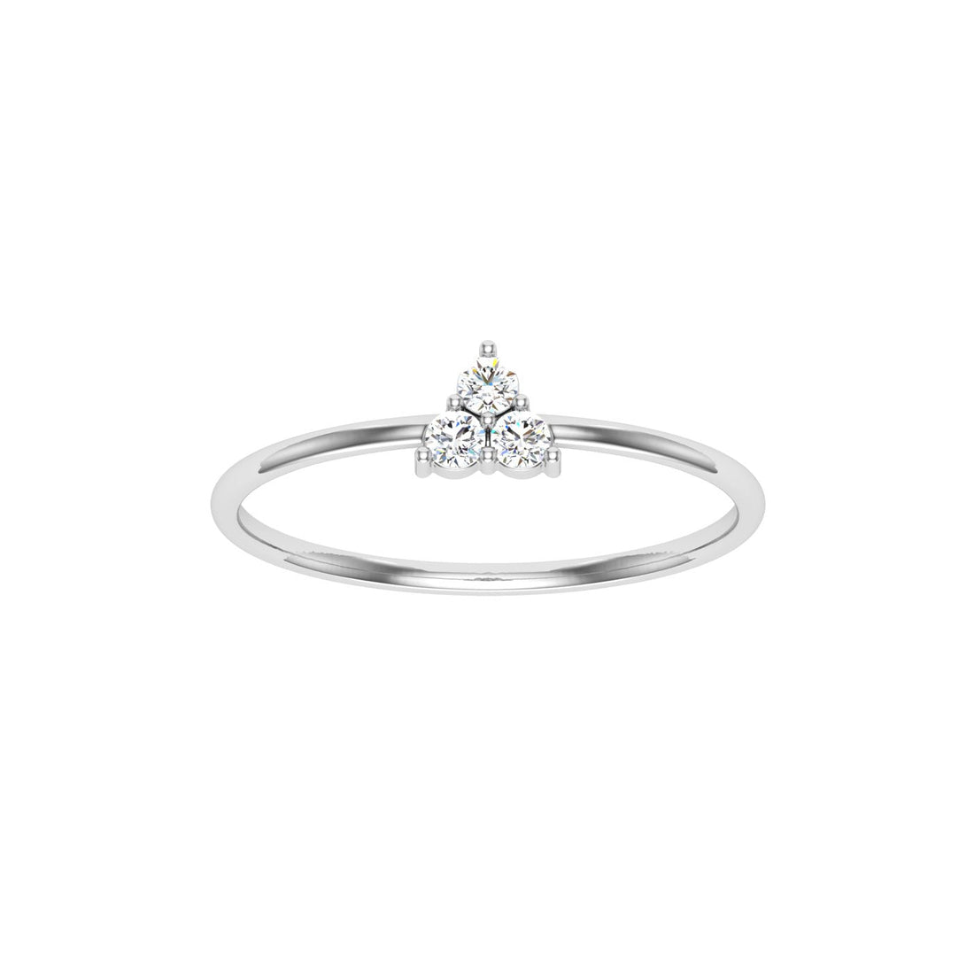 Crest Round 3 Stone Solitaire Moissanite Engagement Ring White Gold