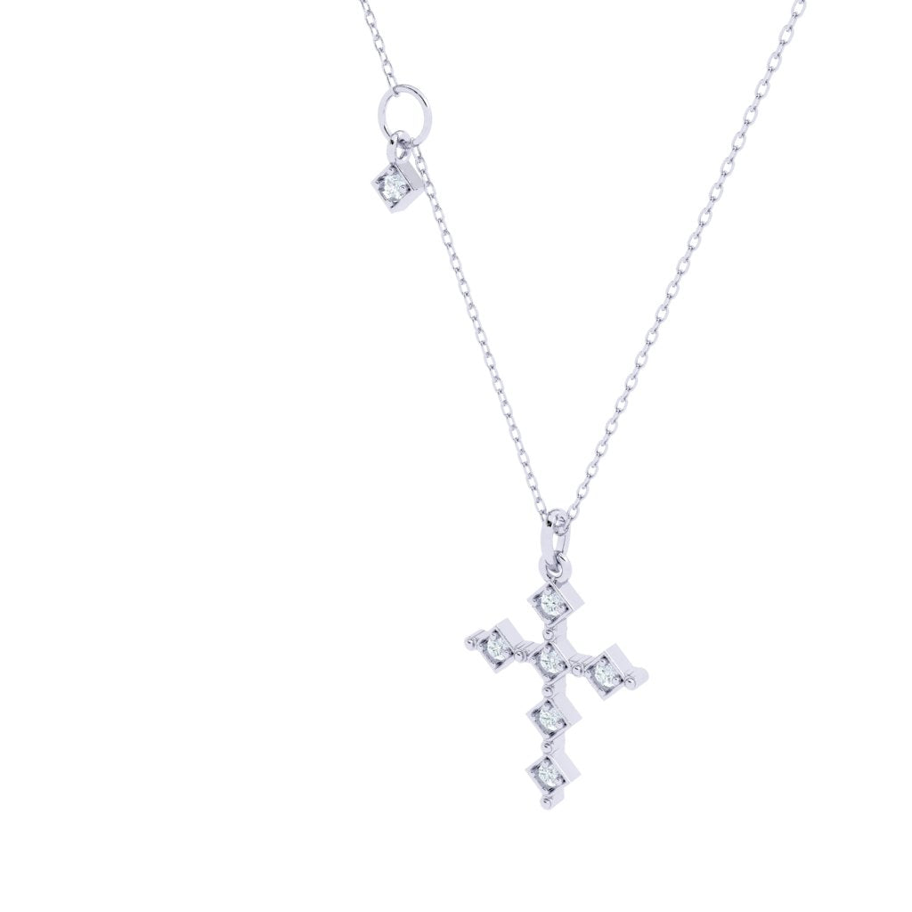 Cross Moissanite Pendant with Accent White Gold