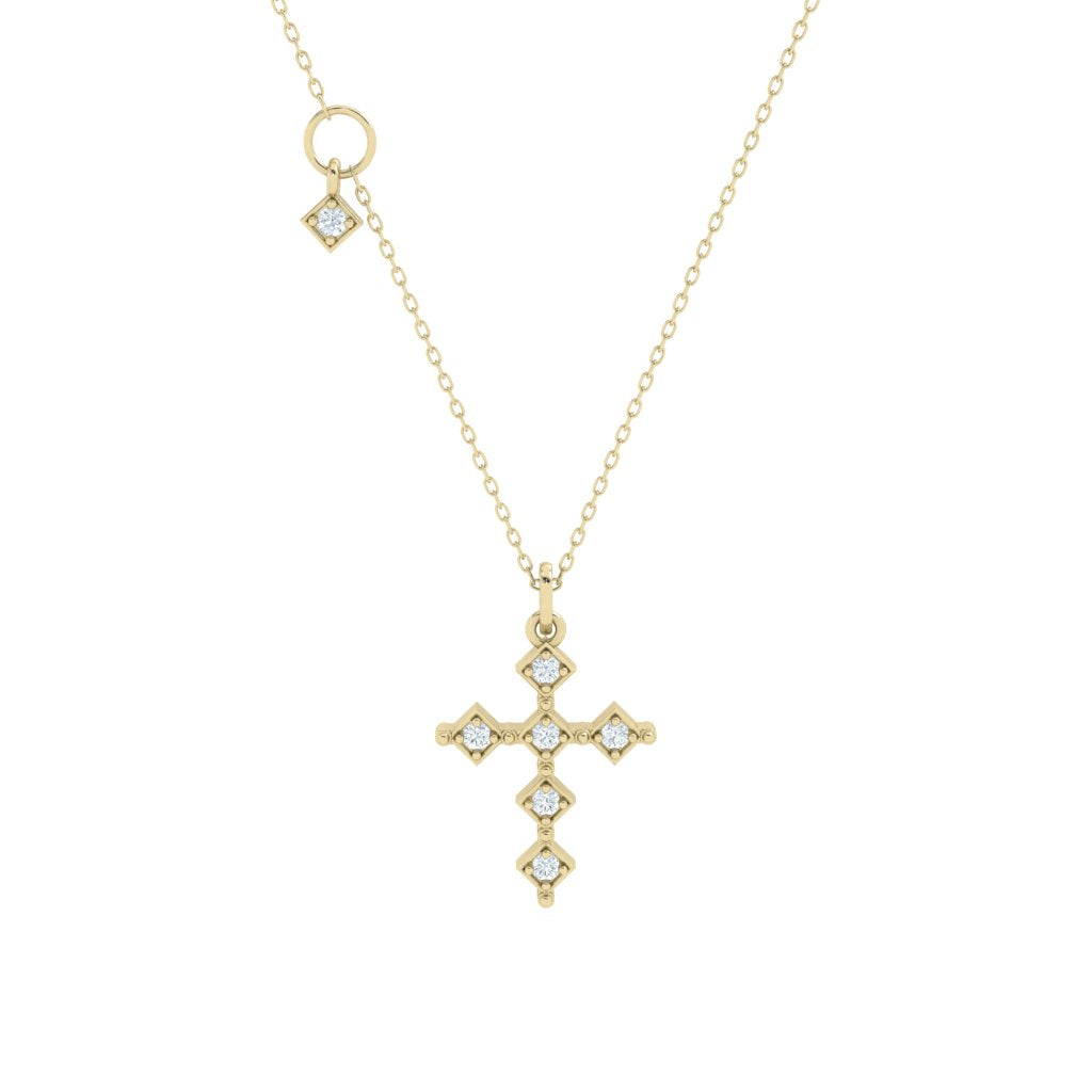 Cross Moissanite Pendant with Accent Yellow Gold