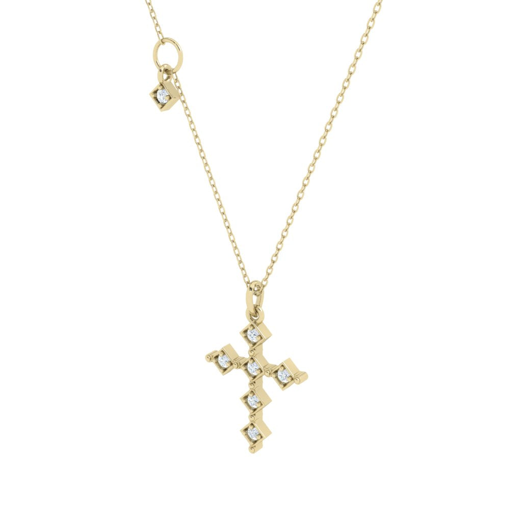 Cross Moissanite Pendant with Accent Yellow Gold