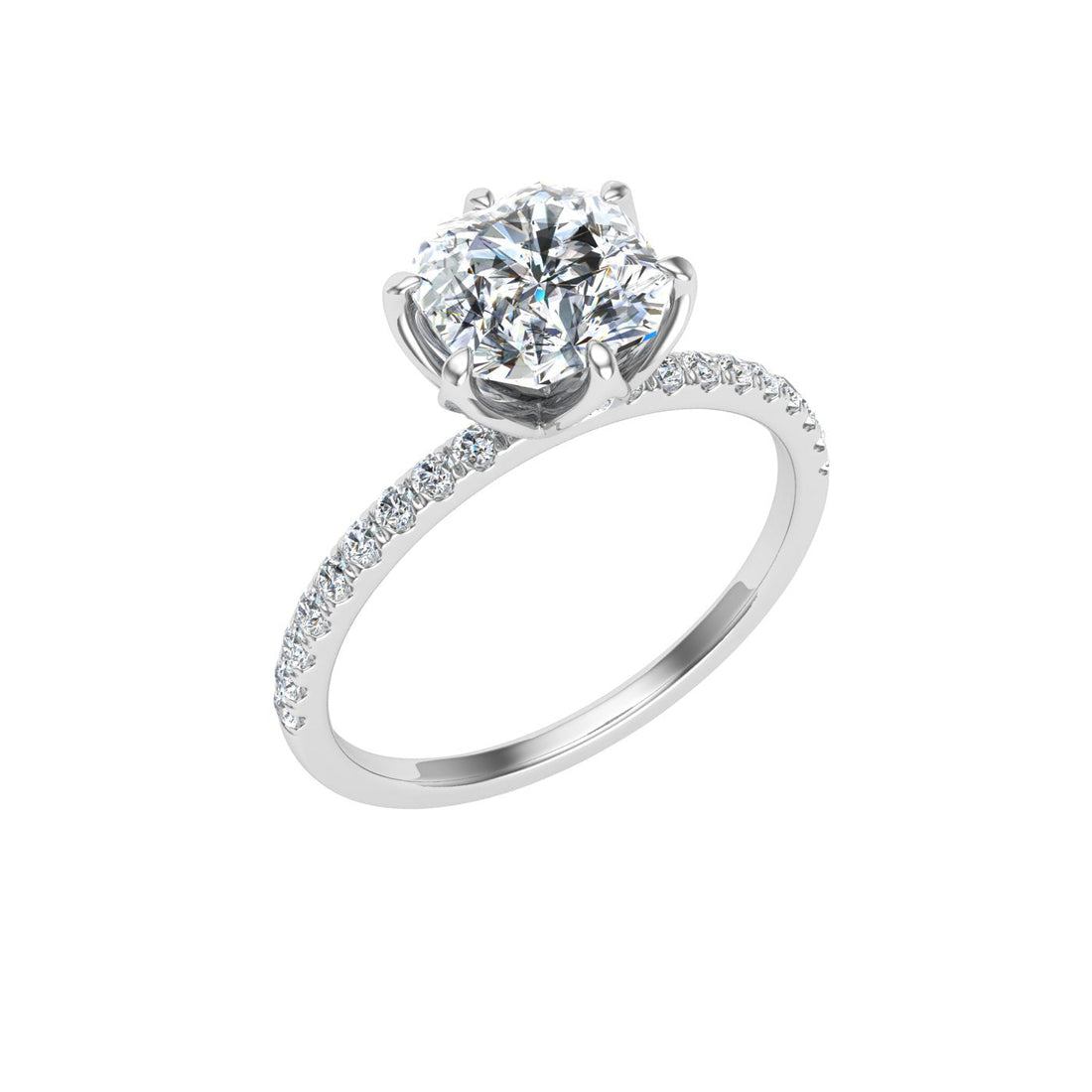 Crown Asscher Cut Hidden Halo Moissanite Engagement Ring White Gold