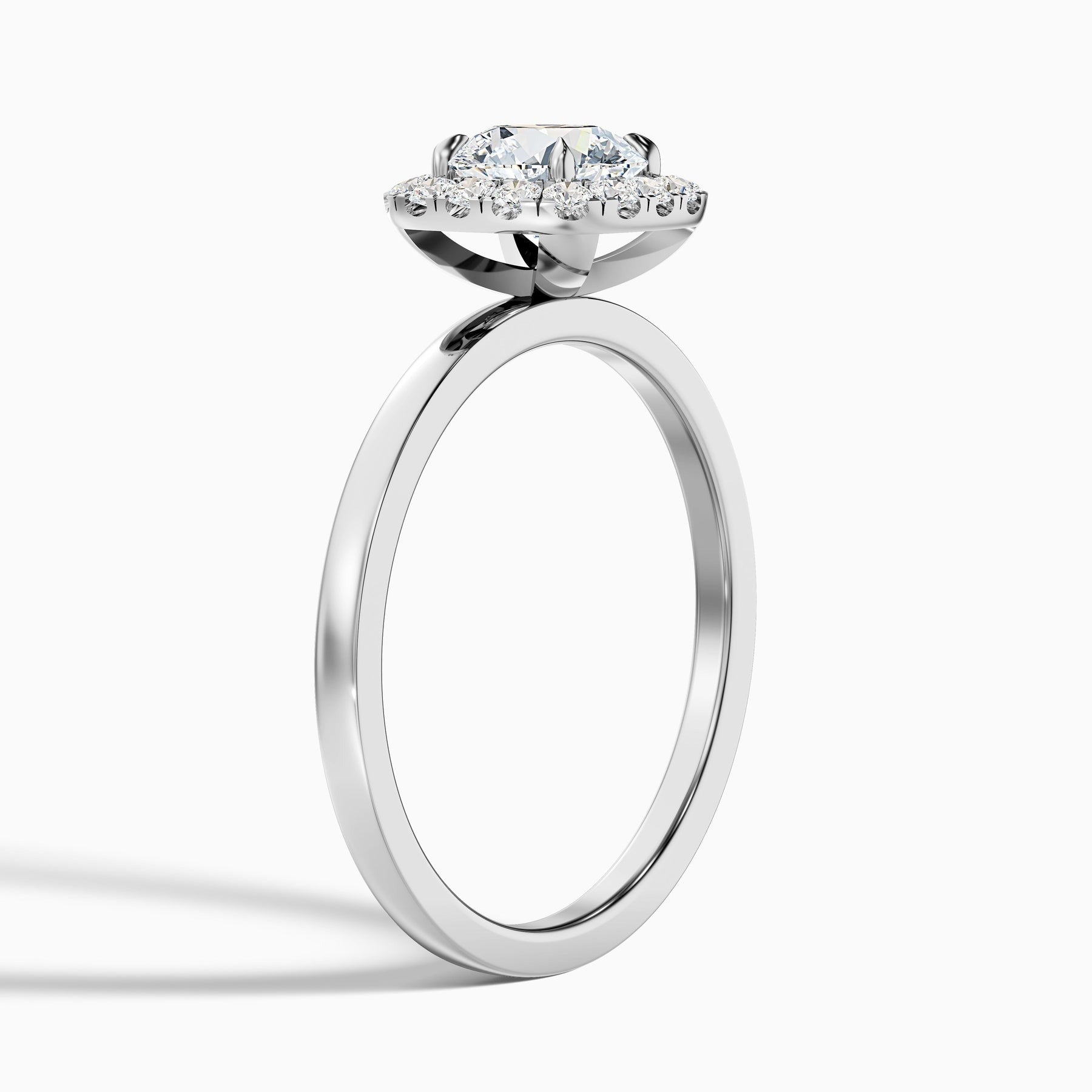 Crystal 1 Carat Round Cut Halo Lab Grown Diamond Ring 