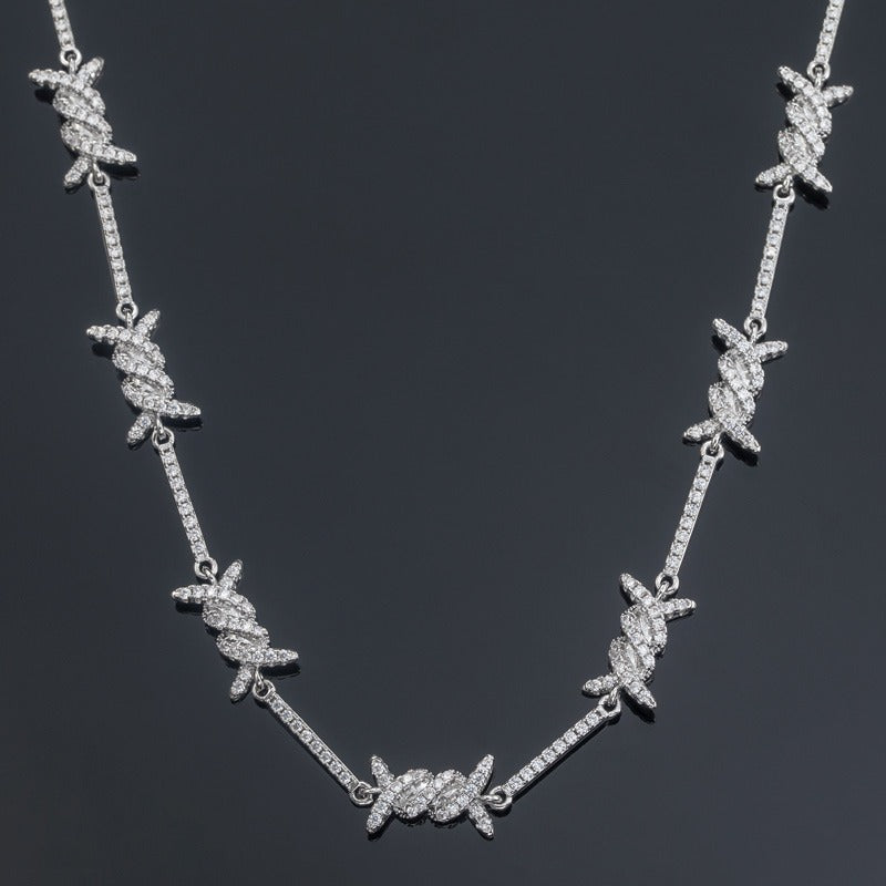 Crystal Iced 8mm Moissanite Thorns Chain White Gold