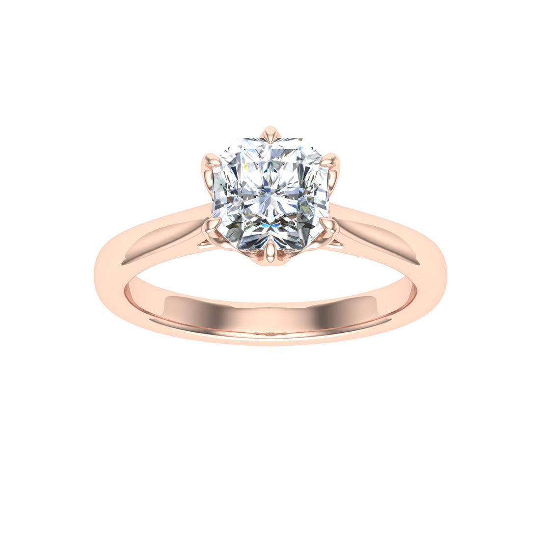 Crystal Asscher Cut Solitaire Moissanite Engagement Ring Rose Gold