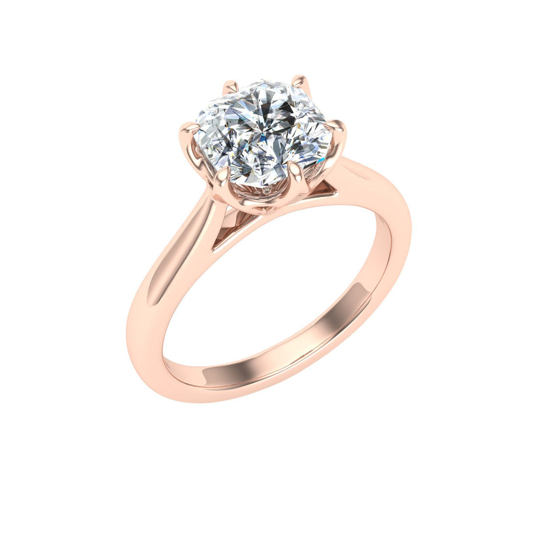 Crystal Asscher Cut Solitaire Moissanite Engagement Ring Rose Gold