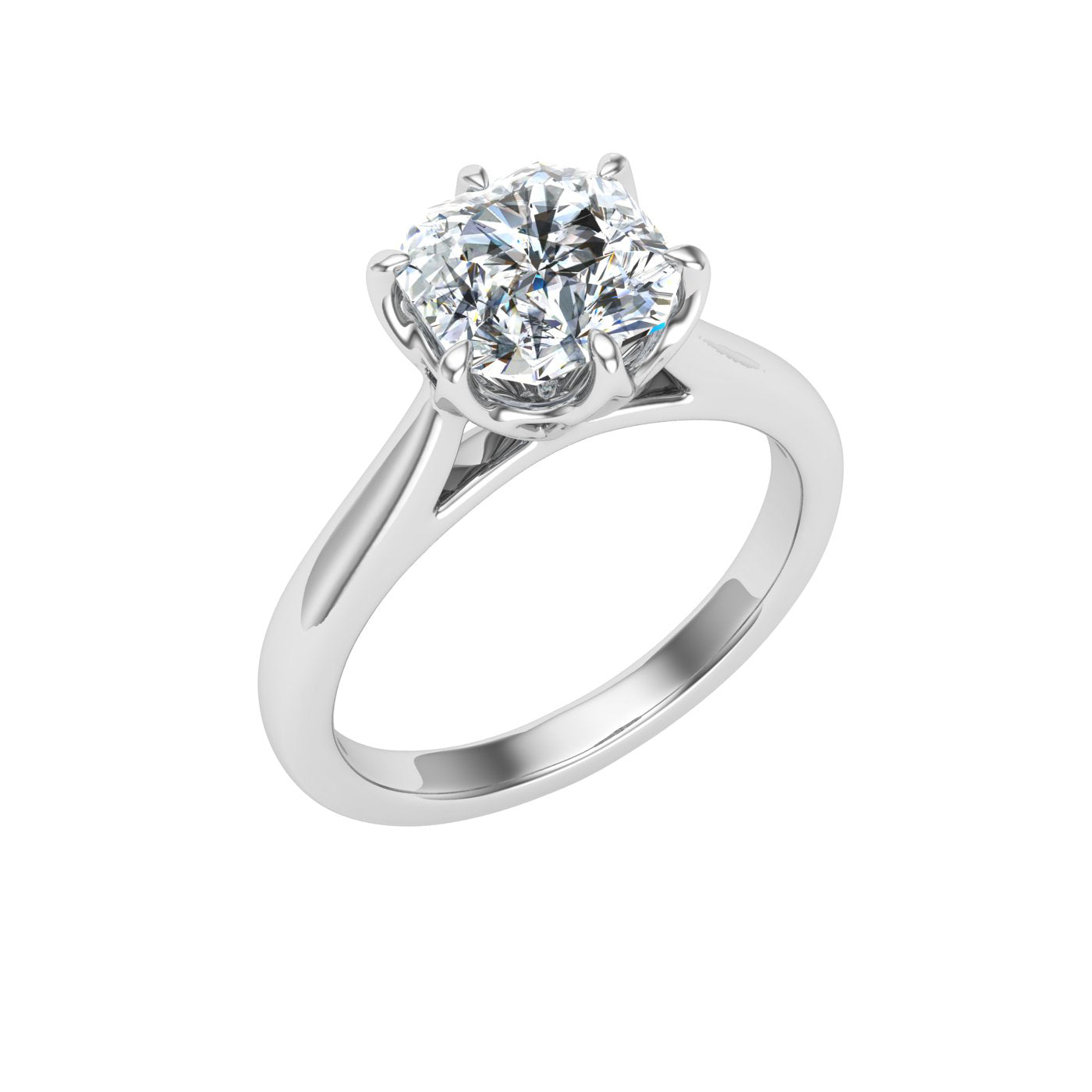 Crystal Asscher Cut Solitaire Moissanite Engagement Ring White Gold