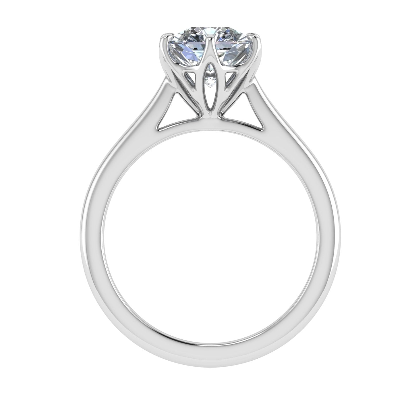 Crystal Asscher Cut Solitaire Moissanite Engagement Ring White Gold