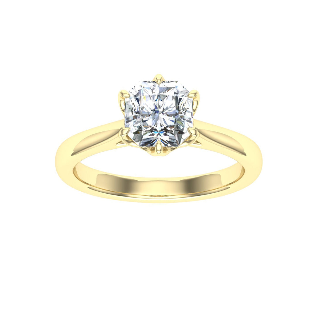Crystal Asscher Cut Solitaire Moissanite Engagement Ring Yellow Gold