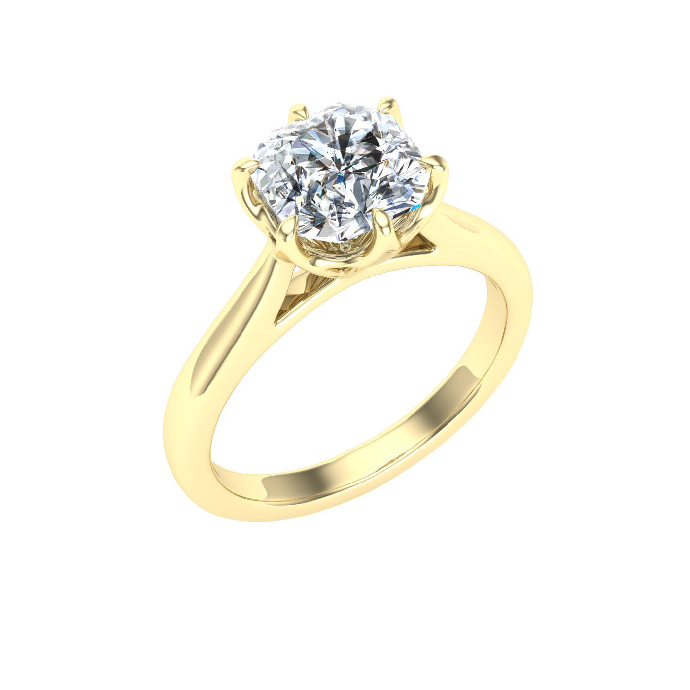 Crystal Asscher Cut Solitaire Moissanite Engagement Ring Yellow Gold