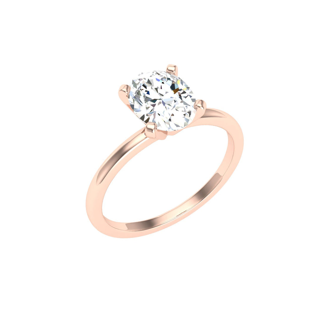 Crystals Oval Solitaire Moissanite Engagement Ring Rose Gold