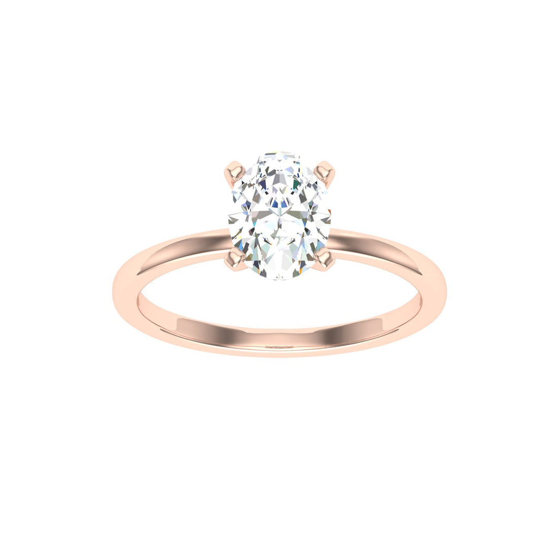 Crystals Oval Solitaire Moissanite Engagement Ring Rose Gold