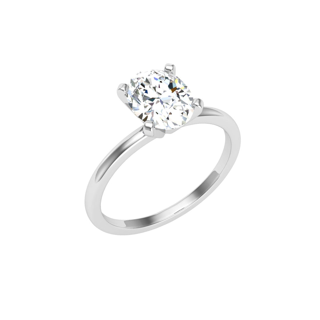 Crystals Oval Solitaire Moissanite Engagement Ring White Gold