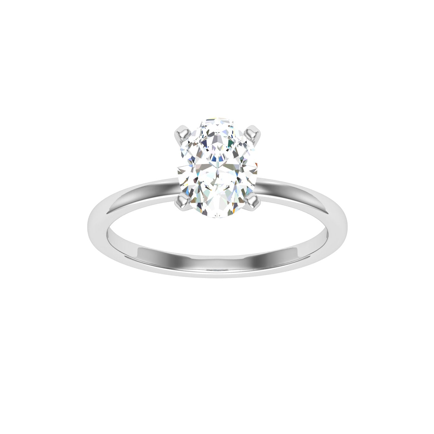 Crystals Oval Solitaire Moissanite Engagement Ring White Gold