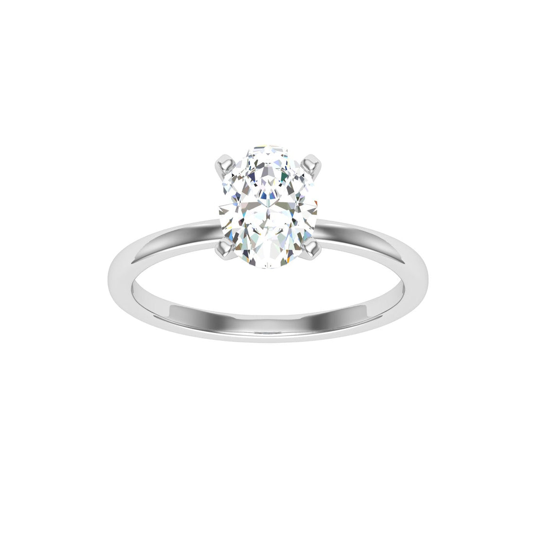 Crystals Oval Solitaire Moissanite Engagement Ring White Gold