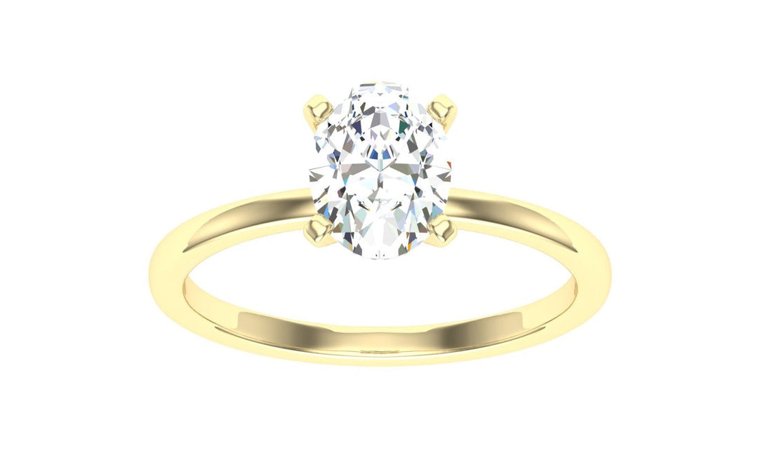 Crystals Oval Solitaire Moissanite Engagement Ring Yellow Gold