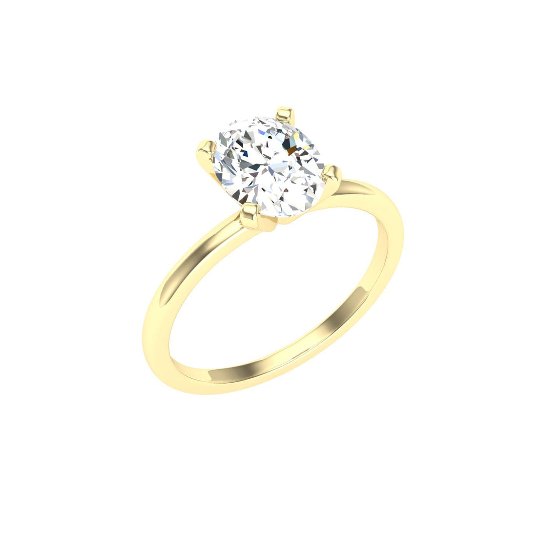 Crystals Oval Solitaire Moissanite Engagement Ring Yellow Gold