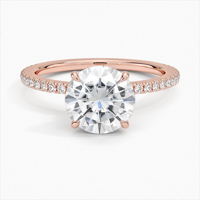 Cullinan 4-Prong Round Moissanite Engagement Ring Rose Gold