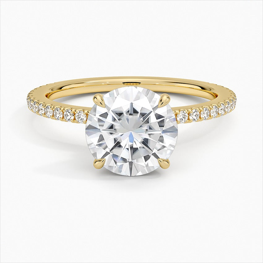 Cullinan 4-Prong Round Moissanite Engagement Ring Yellow Gold