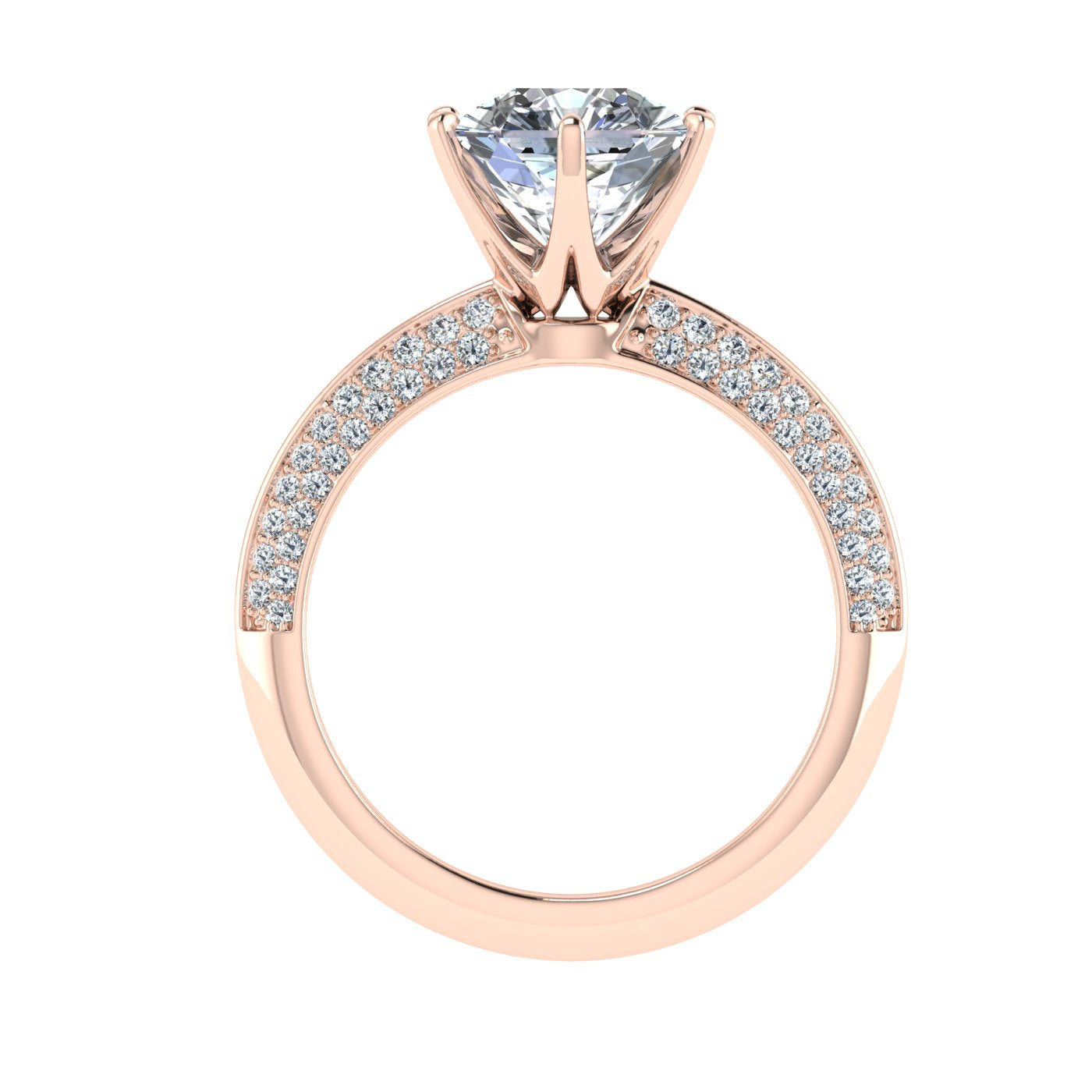 Cyclone Asscher Cut Knife Edge Band Moissanite Engagement Ring Rose Gold