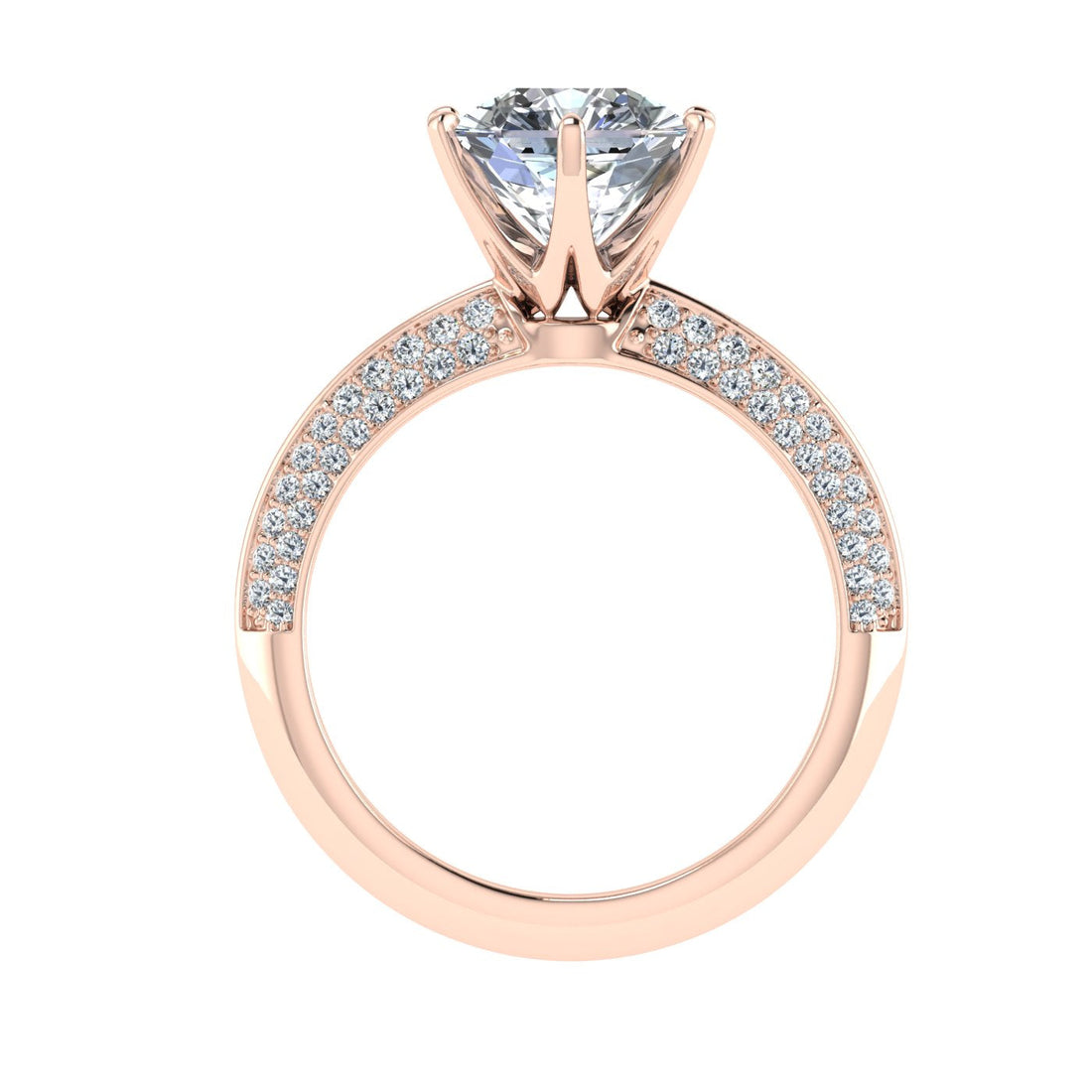 Cyclone Asscher Cut Knife Edge Band Moissanite Engagement Ring Rose Gold