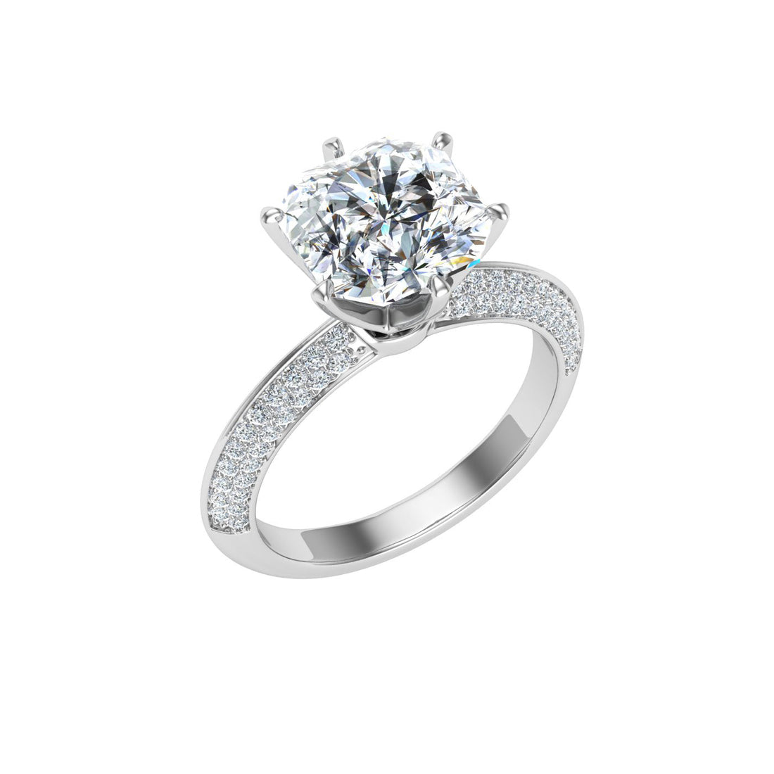 Cyclone Asscher Cut Knife Edge Band Moissanite Engagement Ring White Gold