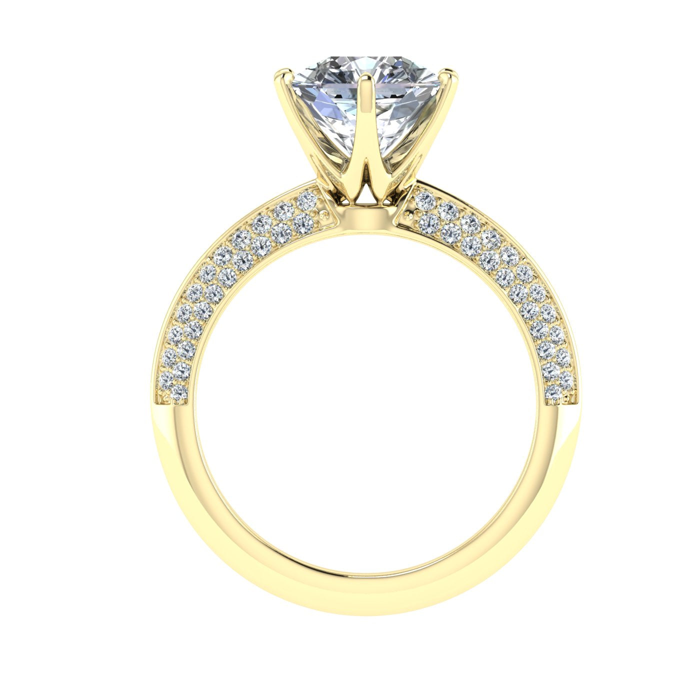 Cyclone Asscher Cut Knife Edge Band Moissanite Engagement Ring Yellow Gold