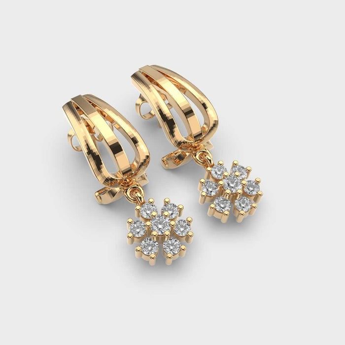 Dangling Flower Lab Diamond Earrings