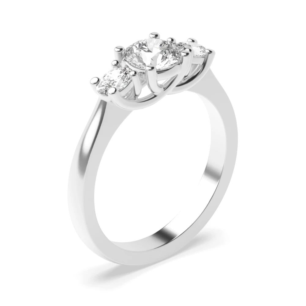 Dante Oval/round Lab Grown Diamond Natural Trilogy Engagement Ring