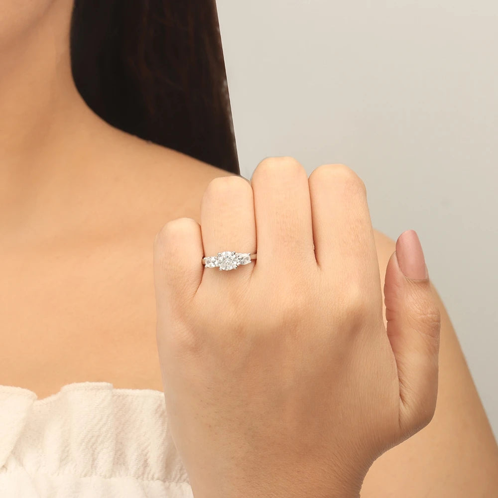 Dante Oval/round Lab Grown Diamond Natural Trilogy Engagement Ring