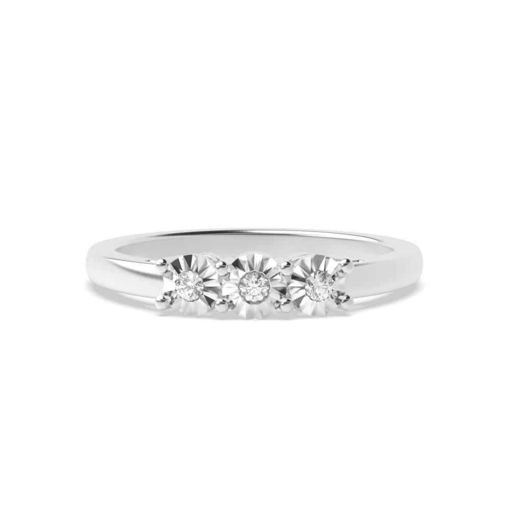 Dante 4 Prong Round 0.07ct Lab Grown Diamond Illusion Delicate Three Stone Engagement Ring