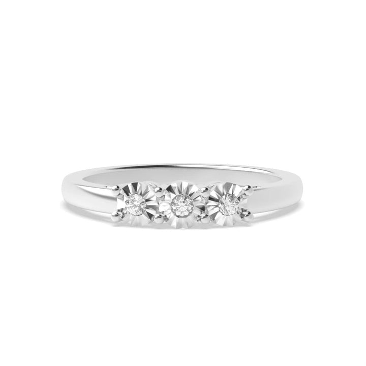 Dante 4 Prong Round 0.07ct Lab Grown Diamond Illusion Delicate Three Stone Engagement Ring