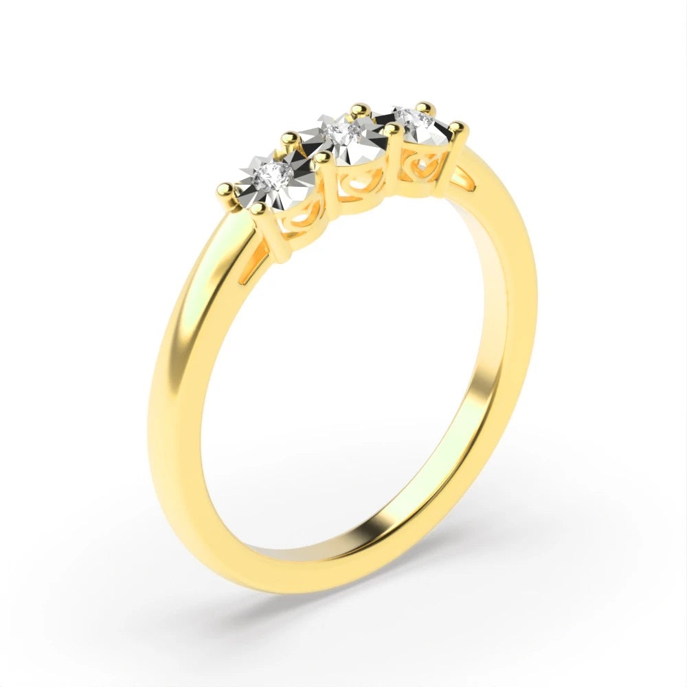 Dante 4 Prong Round 0.07ct Lab Grown Diamond Illusion Delicate Three Stone Engagement Ring
