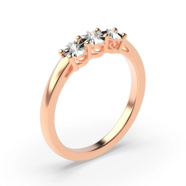 Dante 4 Prong Round 0.07ct Lab Grown Diamond Illusion Delicate Three Stone Engagement Ring
