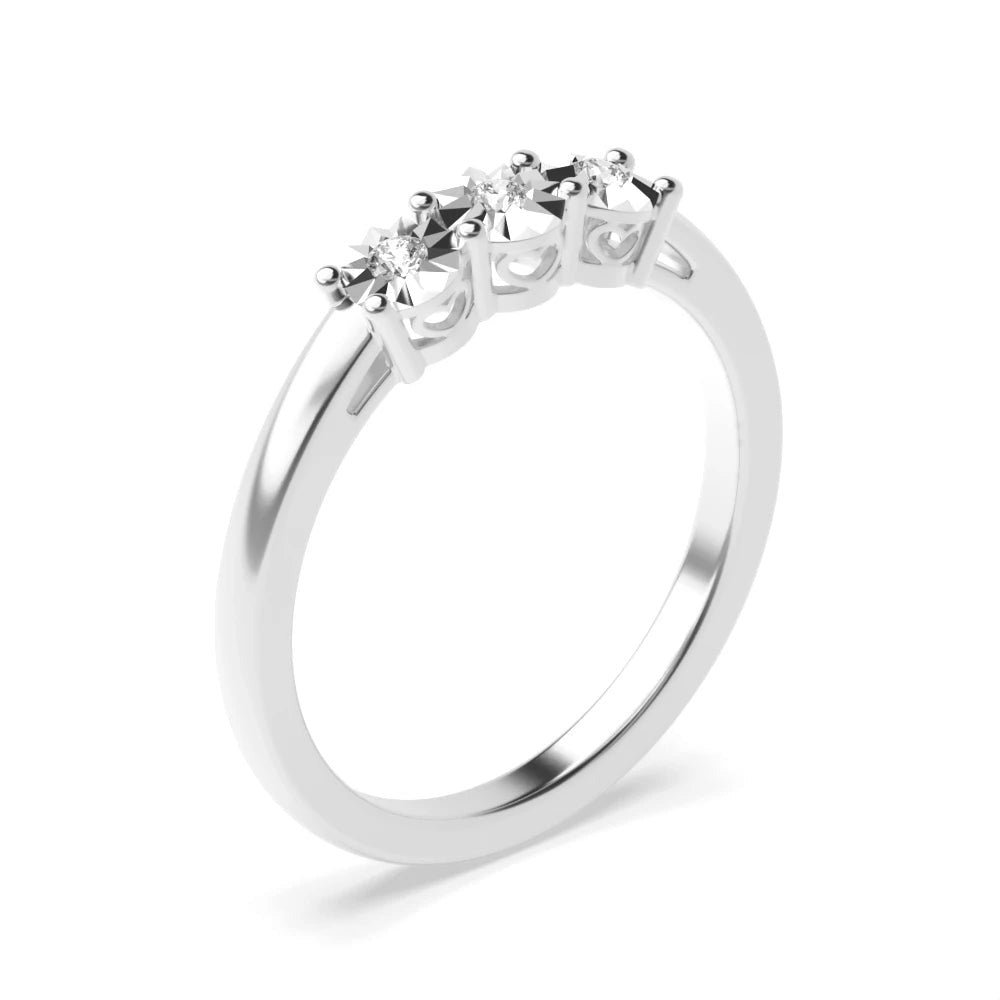 Dante 4 Prong Round 0.07ct Lab Grown Diamond Illusion Delicate Three Stone Engagement Ring