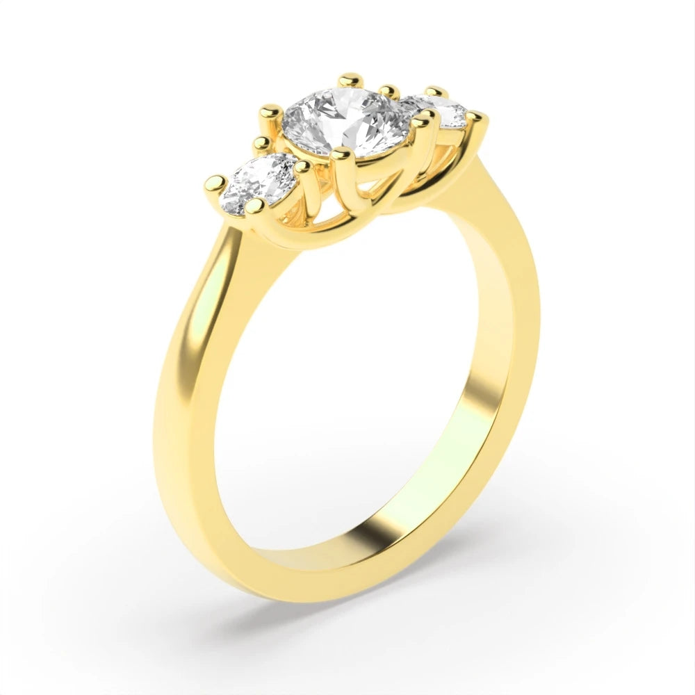 Dante Oval/round Lab Grown Diamond Natural Trilogy Engagement Ring