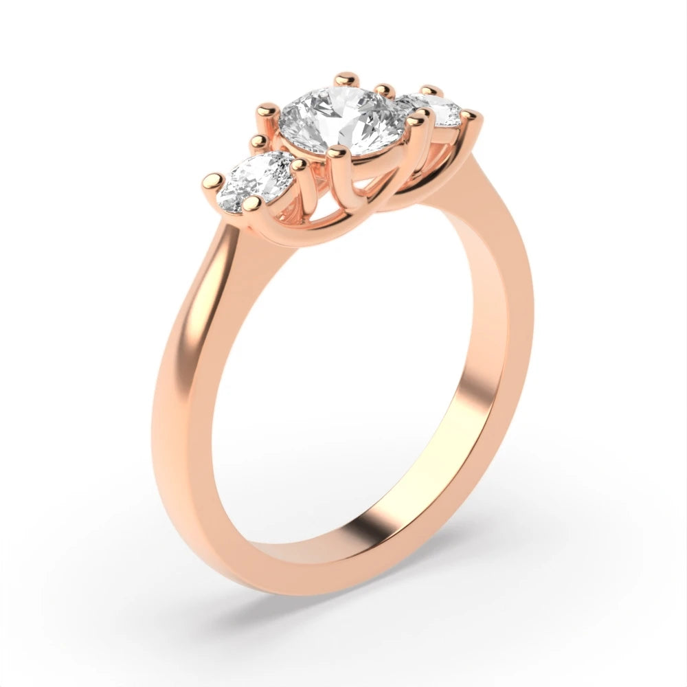 Dante Oval/round Lab Grown Diamond Natural Trilogy Engagement Ring