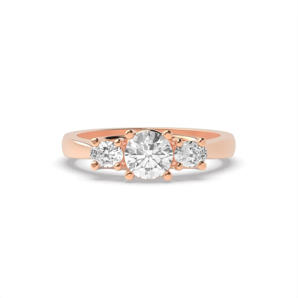 Dante Oval/round Lab Grown Diamond Natural Trilogy Engagement Ring