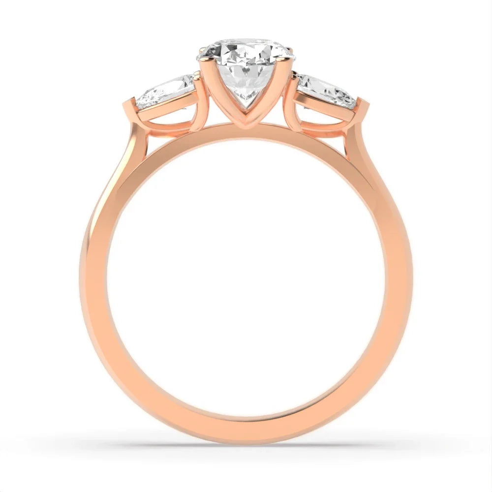 Dawn 4 Prong 0.50 Ct Oval/pear Lab Diamond Elegance Three Stone Engagement Ring