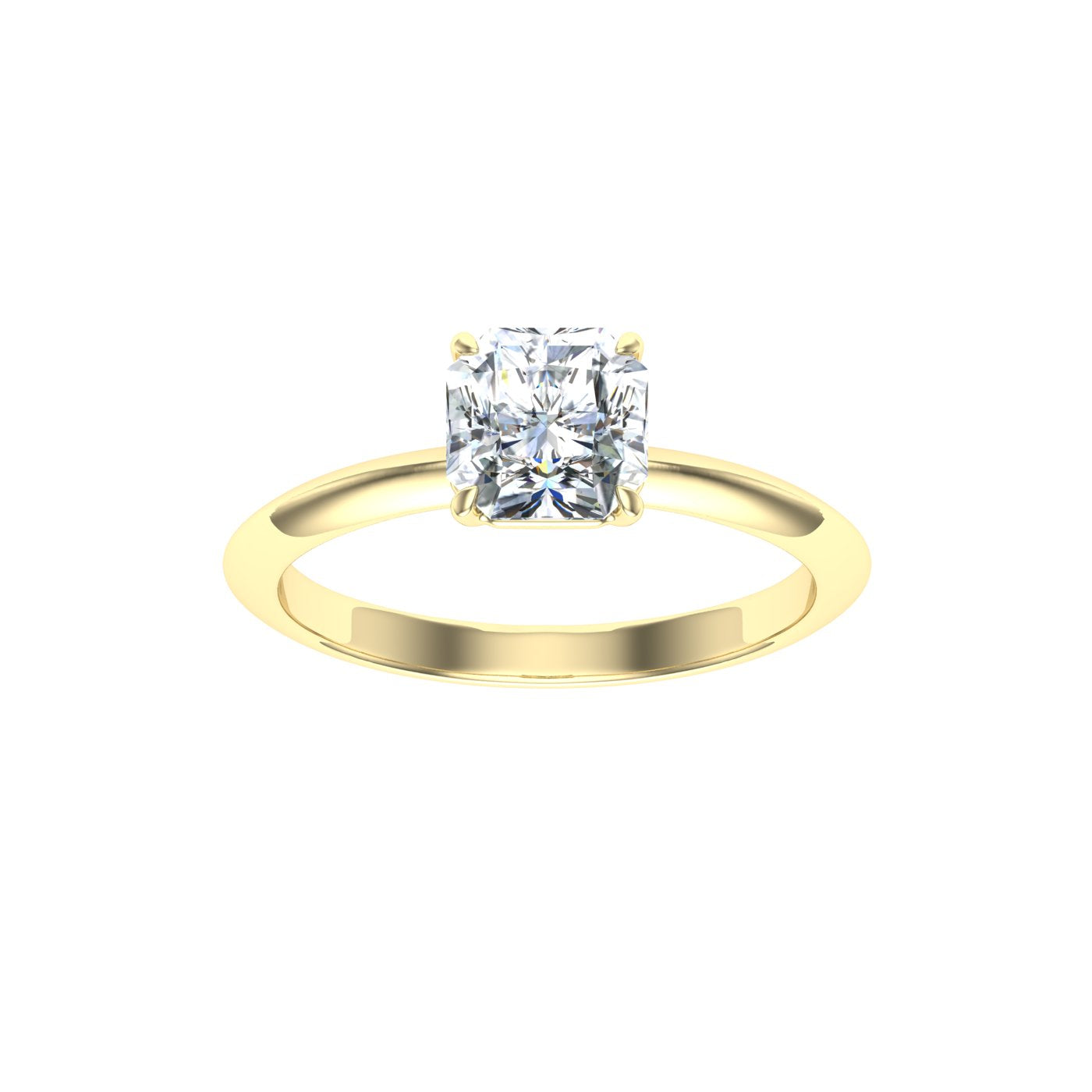Dawn Asscher Cut Solitaire Moissanite Engagement Ring Yellow Gold