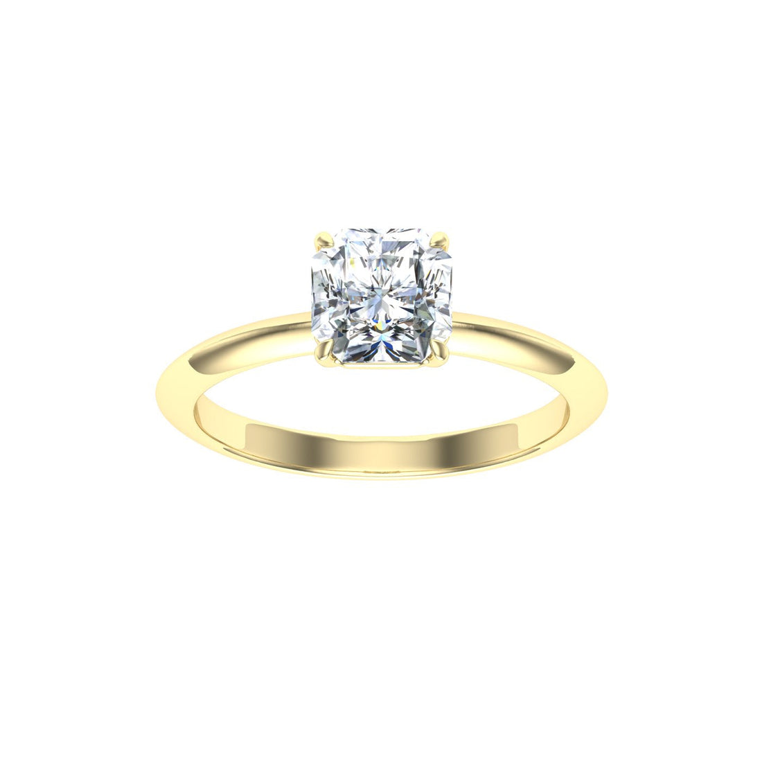 Dawn Asscher Cut Solitaire Moissanite Engagement Ring Yellow Gold