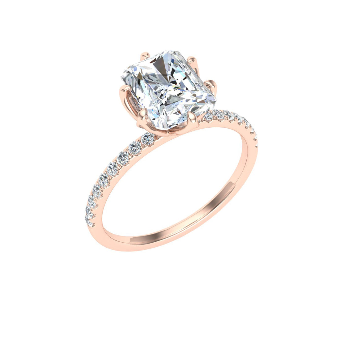 Dawn Radiant Cut Scalloped Moissanite Engagement Ring Rose Gold