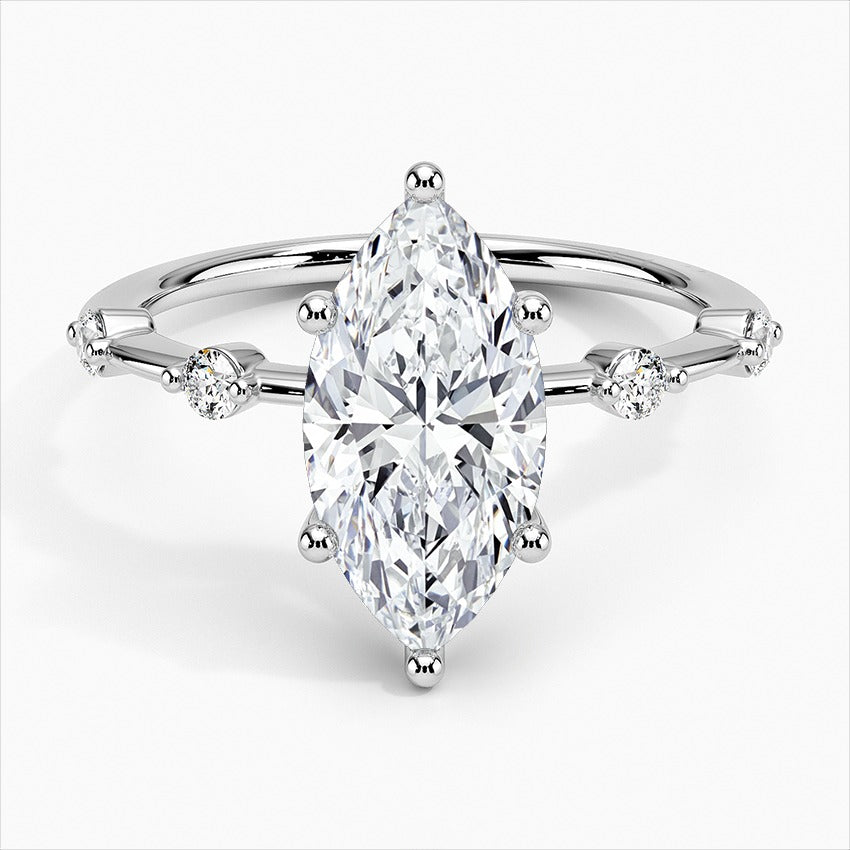 Dazzle Marquise Four-Prong Moissanite Engagement Ring White Gold