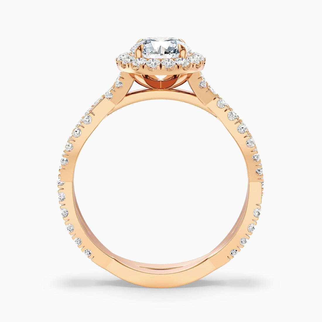 Dazzling 1 Carat Round Cut Halo Twisted Pave Lab Grown Diamond Ring