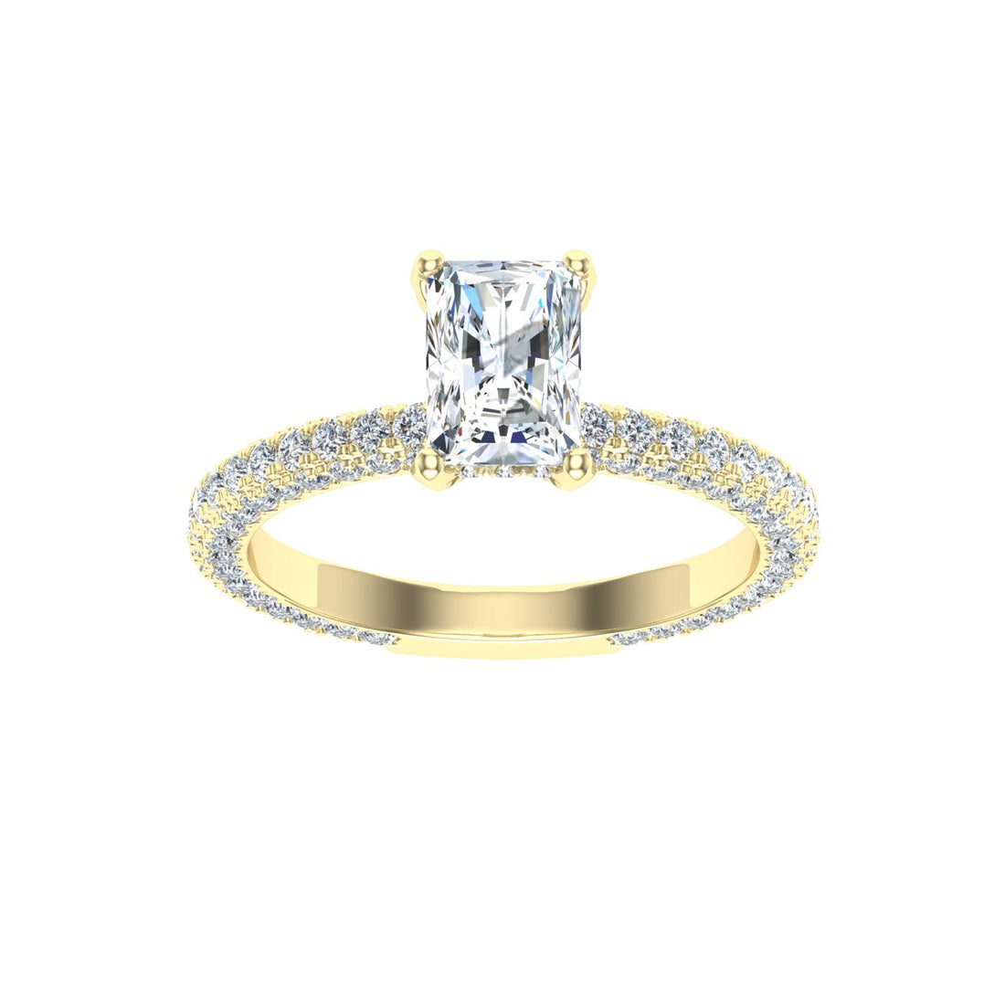 Dazzling Radiant Cut Micro Pavé Moissanite Engagement Ring 