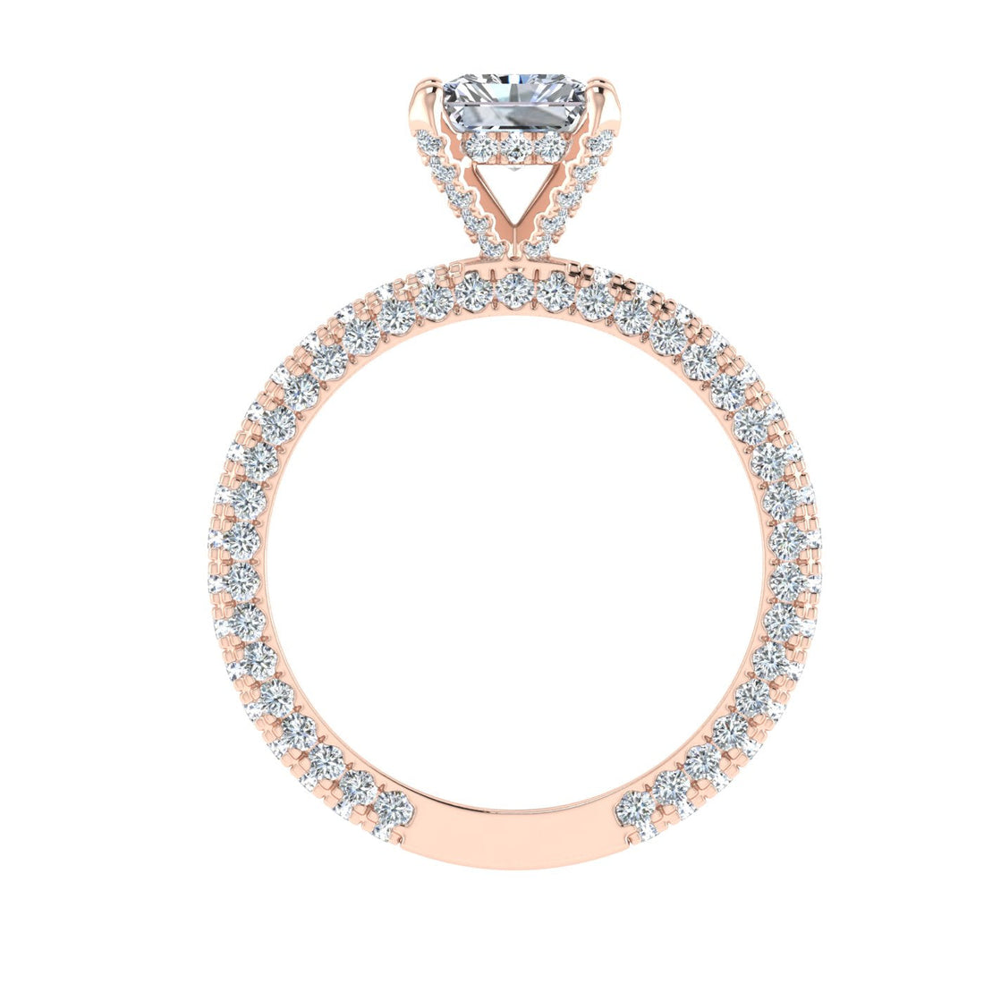 Dazzling Radiant Cut Micro Pavé Moissanite Engagement Ring Rose Gold