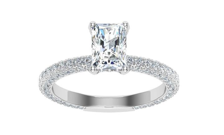 Dazzling Radiant Cut Micro Pavé Moissanite Engagement Ring White Gold