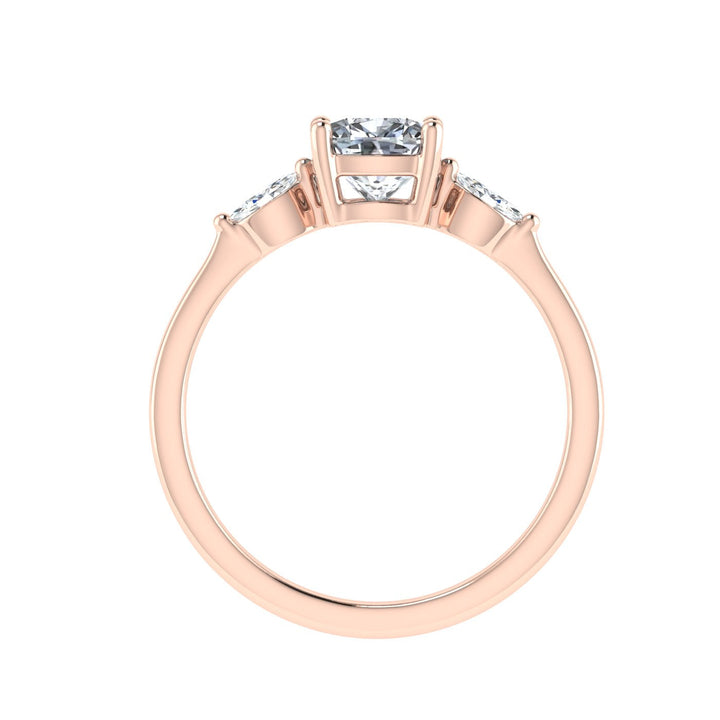 Delight Cushion 3 Stone Moissanite Engagement Ring Rose Gold