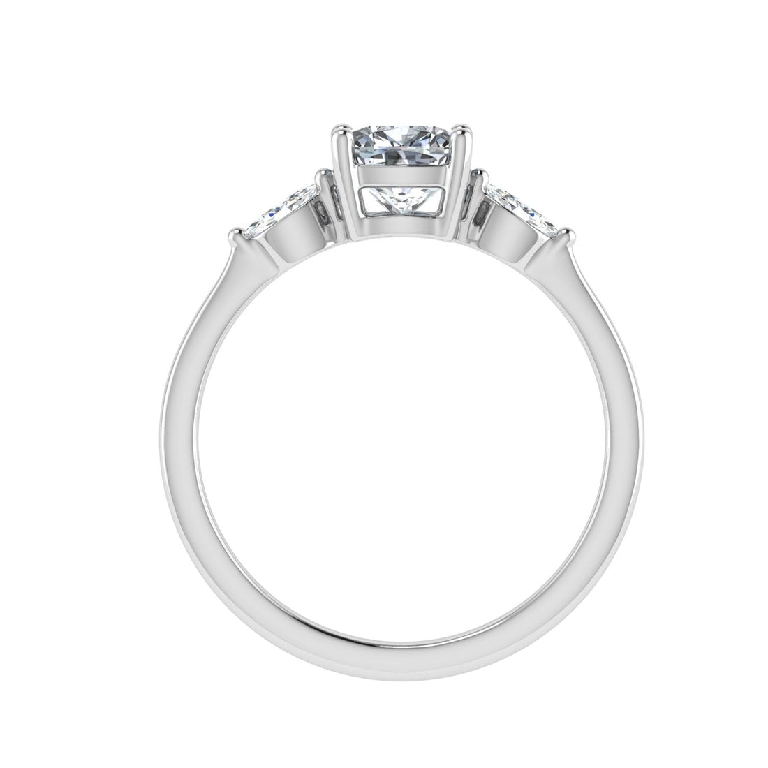 Delight Cushion 3 Stone Moissanite Engagement Ring White Gold